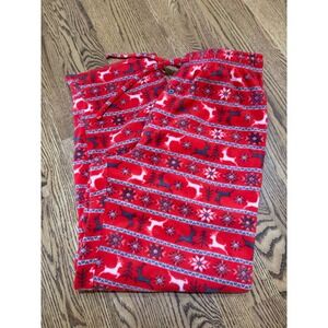 Holiday Traditions Pajama Pants Womens Medium Red Fleece Fair Isle Xmas Holiday